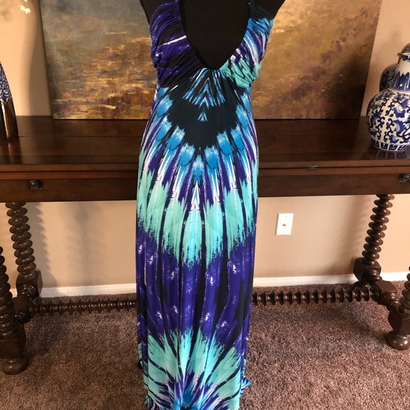 Blue Peacock Maxi Dress - Picture 5 of 11